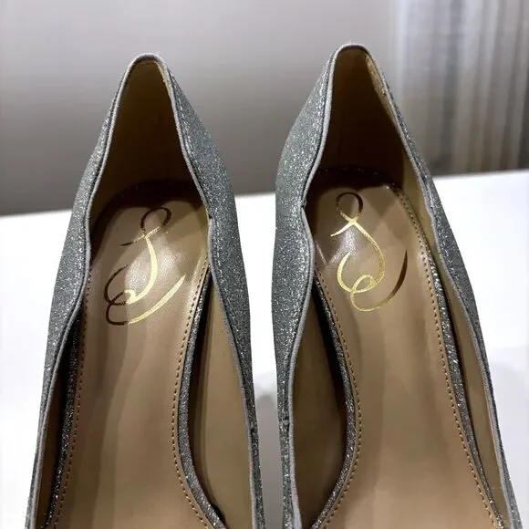 Sam Edelman Deela Embellished High Heel Silver Glitter Pointed Toe Pumps Sz 7.5‎ - Picture 5 of 10